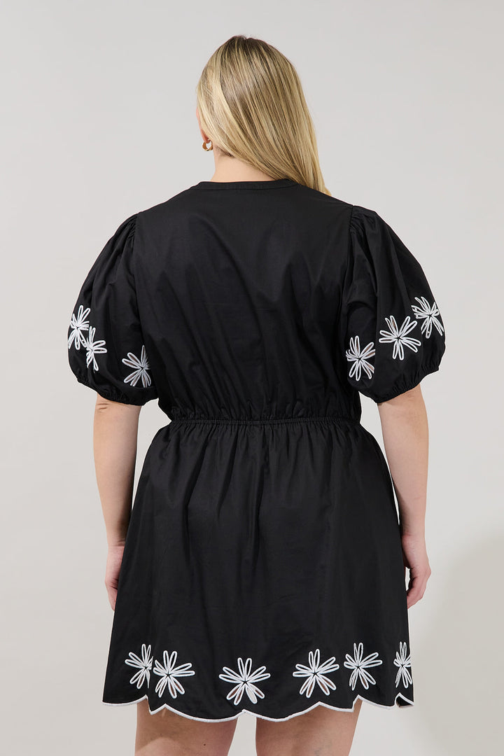 Luniar Embroidered Drawstring Mini Dress Curve