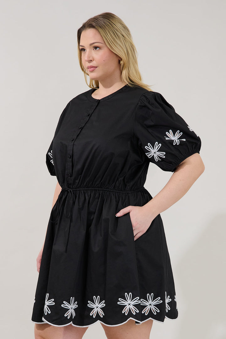 Luniar Embroidered Drawstring Mini Dress Curve