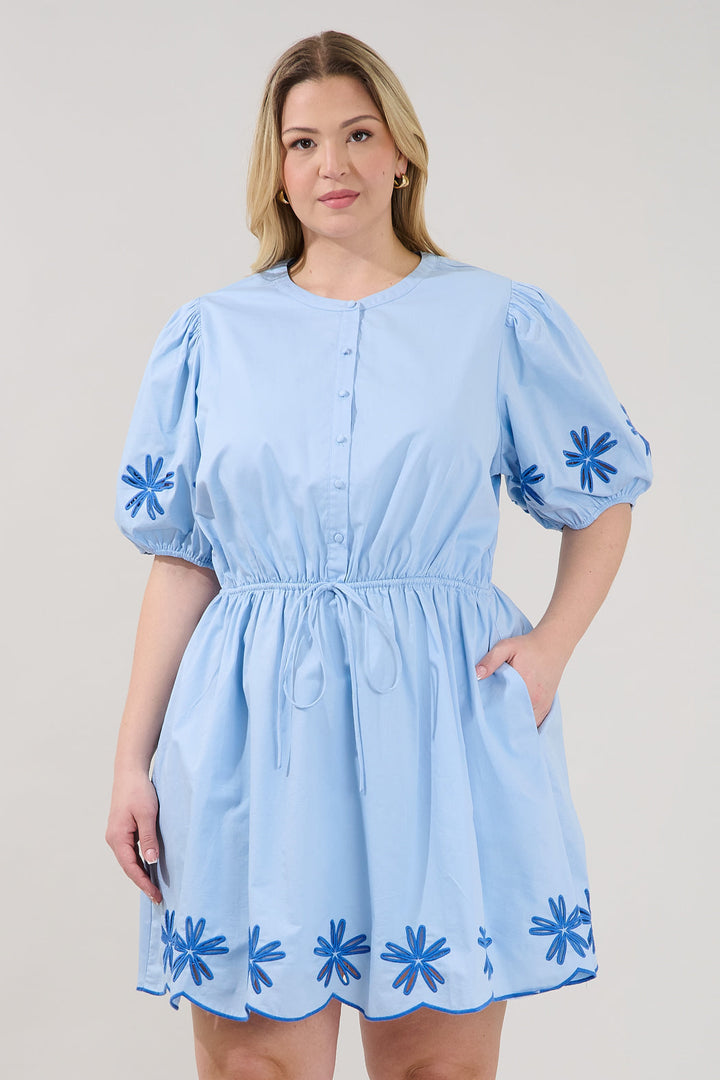 Luniar Embroidered Drawstring Mini Dress Curve