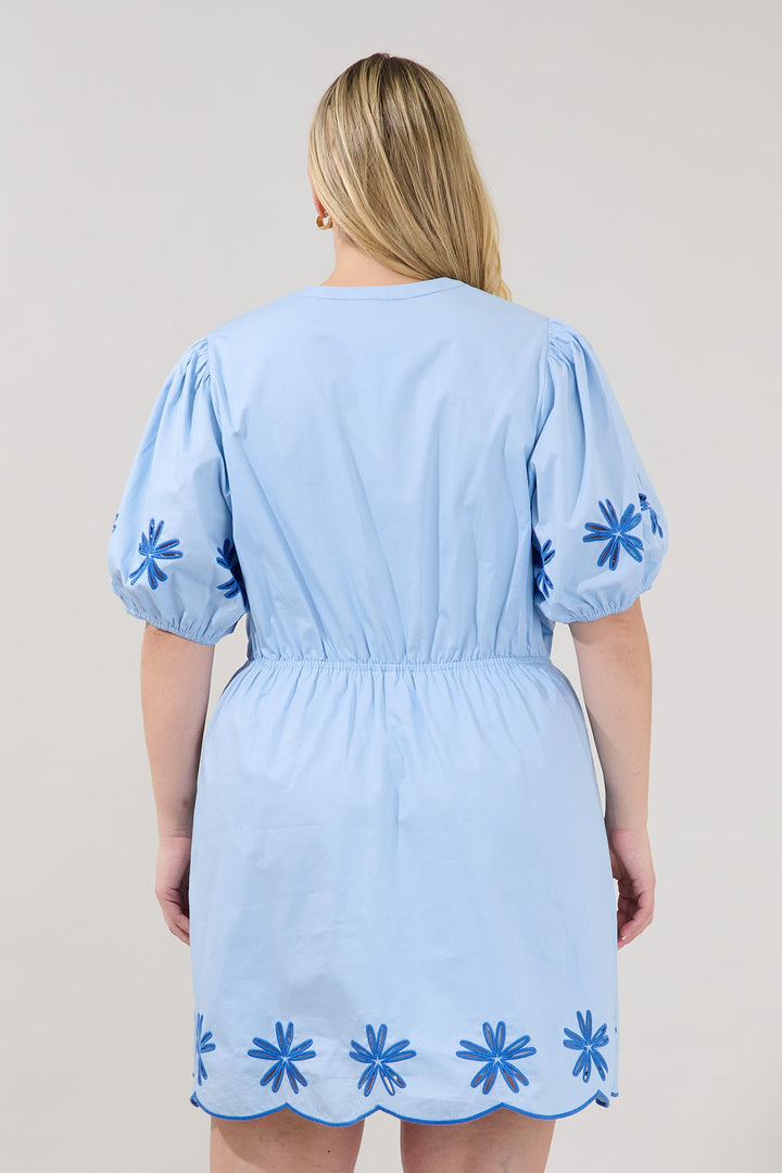 Luniar Embroidered Drawstring Mini Dress Curve