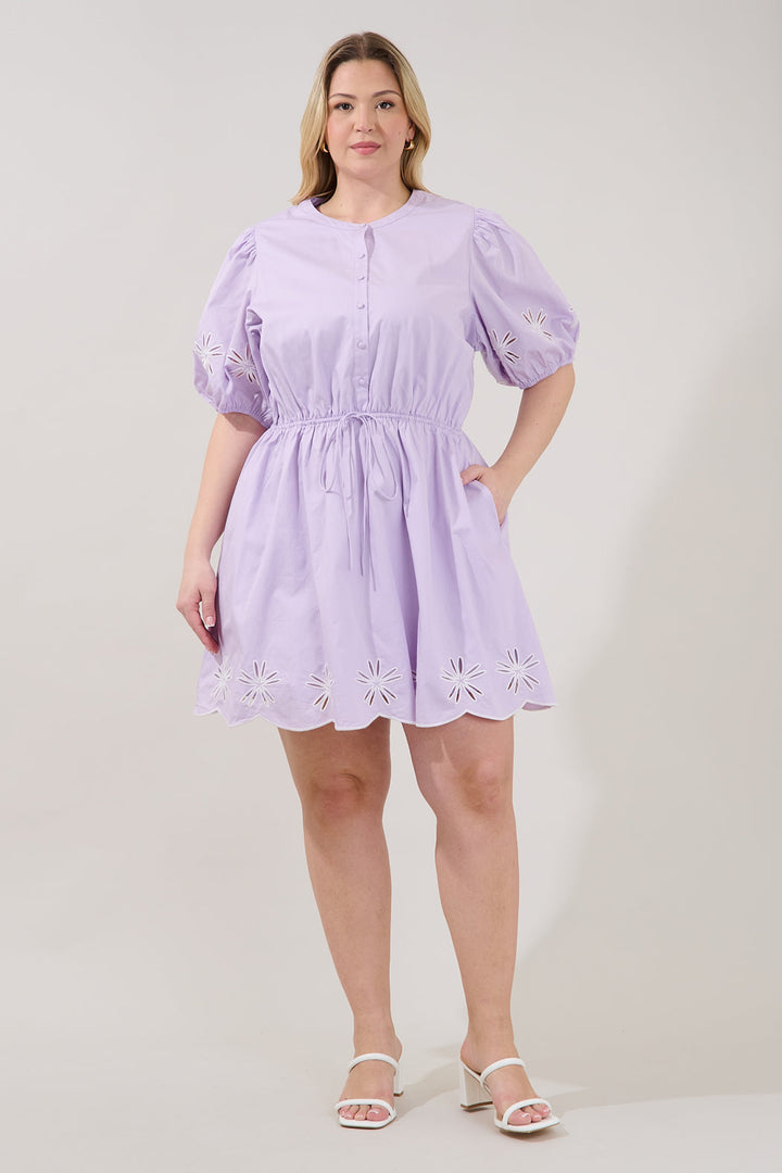 Luniar Embroidered Drawstring Mini Dress Curve