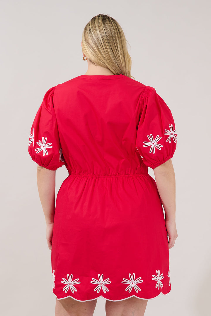 Luniar Embroidered Drawstring Mini Dress Curve