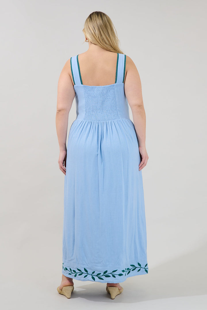 Jaylan Embroidered Sleeveless Maxi Dress Curve