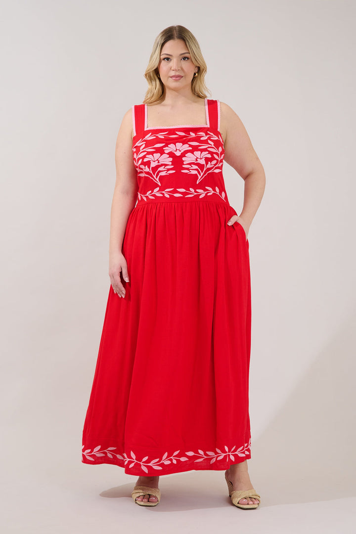 Jaylan Embroidered Sleeveless Maxi Dress Curve