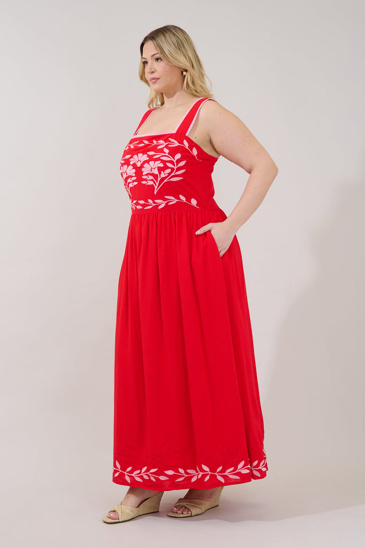 Jaylan Embroidered Sleeveless Maxi Dress Curve