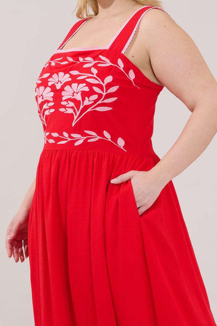 Jaylan Embroidered Sleeveless Maxi Dress Curve