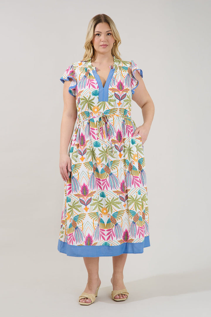 Adelina Shift Midi Dress Tropical Curve