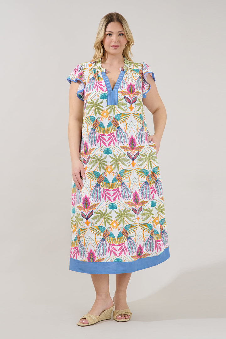 Adelina Shift Midi Dress Tropical Curve