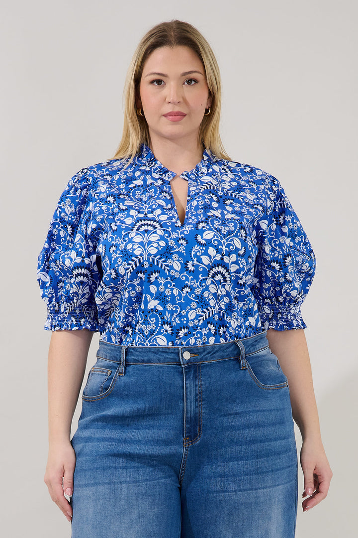Reign Split Neck Top Lulu Floral Curve