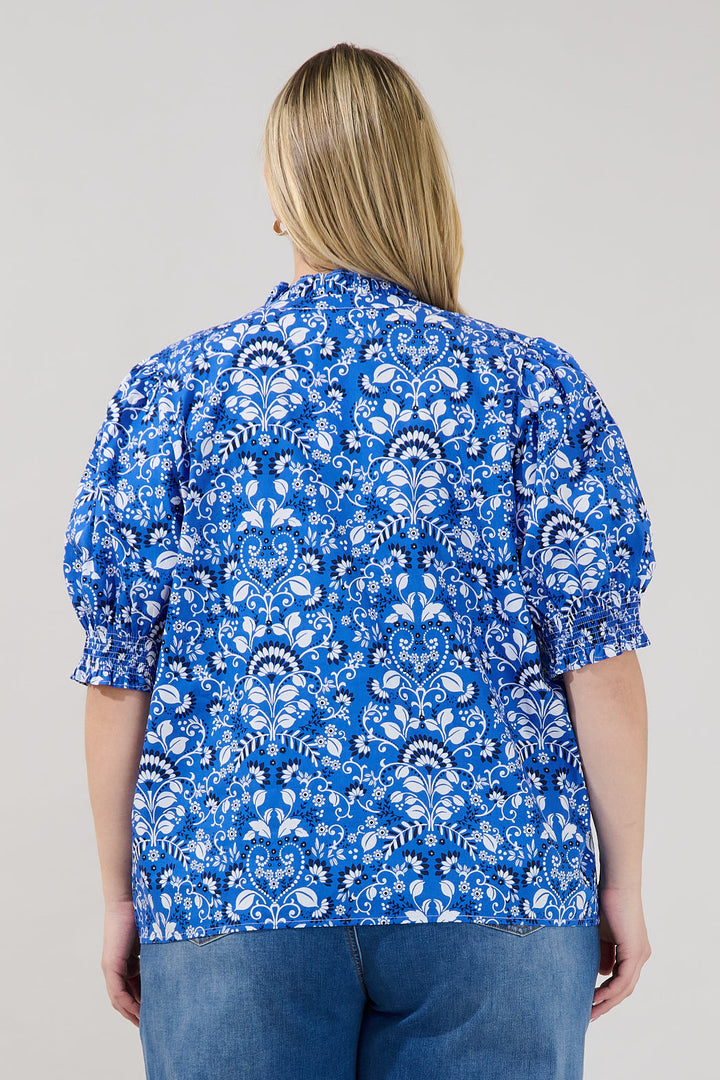 Reign Split Neck Top Lulu Floral Curve