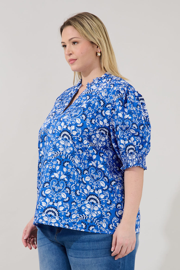 Reign Split Neck Top Lulu Floral Curve