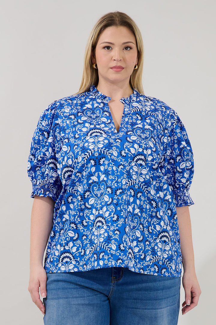 Reign Split Neck Top Lulu Floral Curve