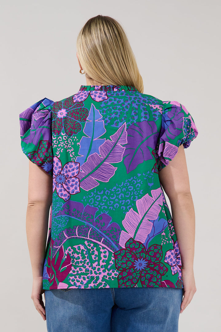Keni Split Neck Top Tropical Curve