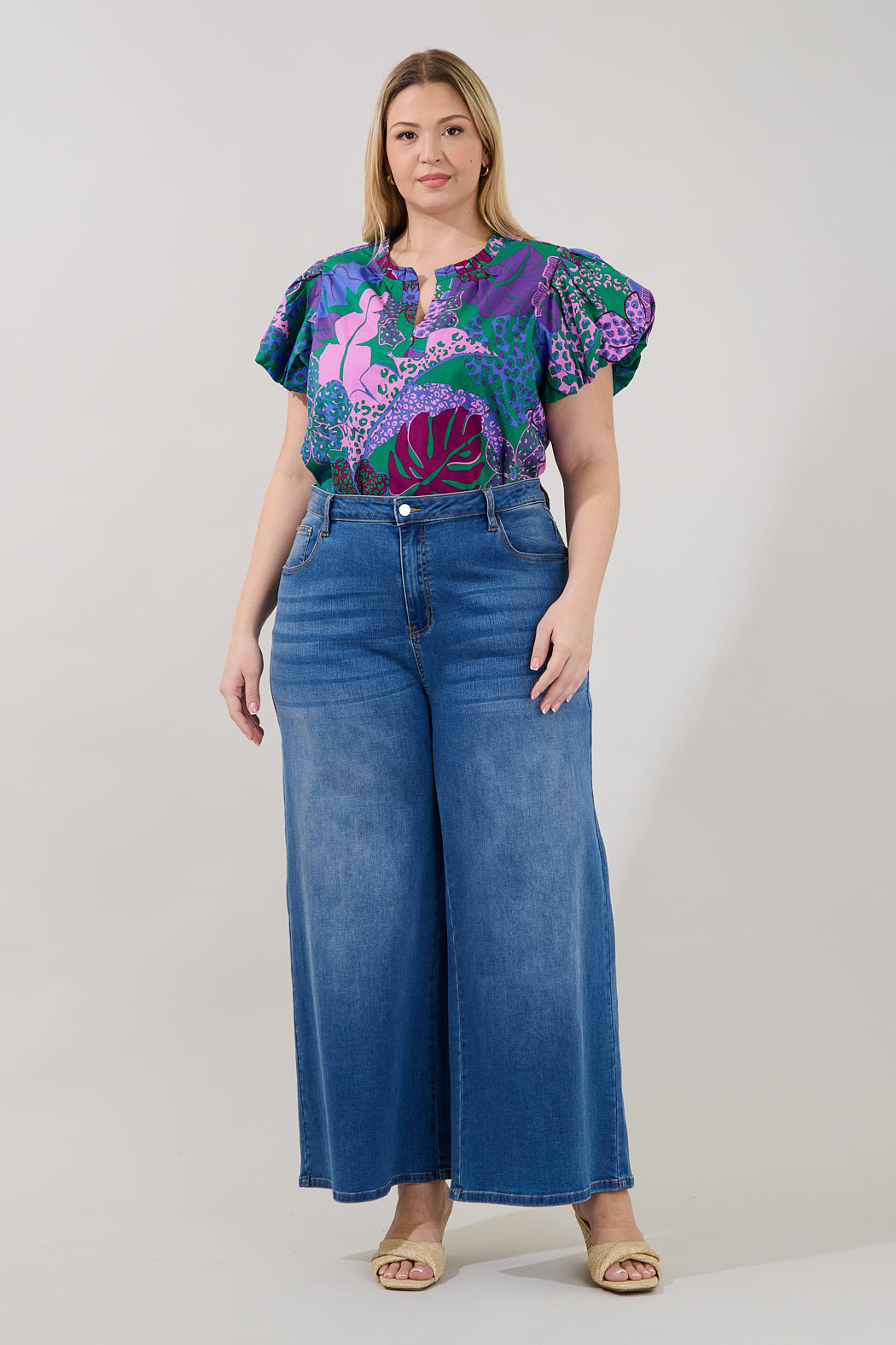 Keni Split Neck Top Tropical Curve