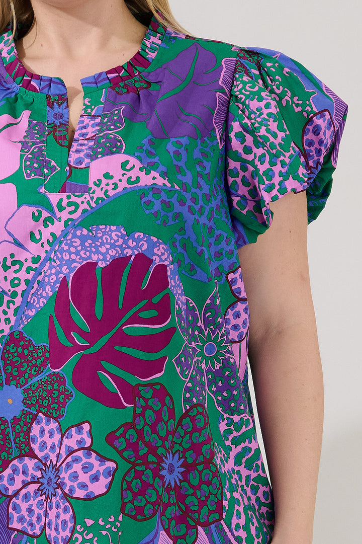 Keni Split Neck Top Tropical Curve
