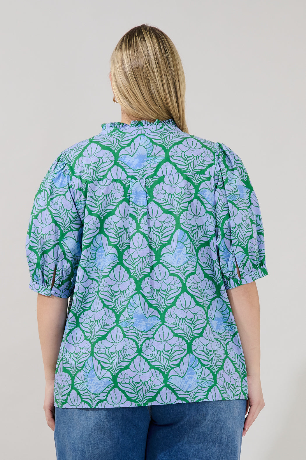 Terri Puff Sleeve Top Floral Curve