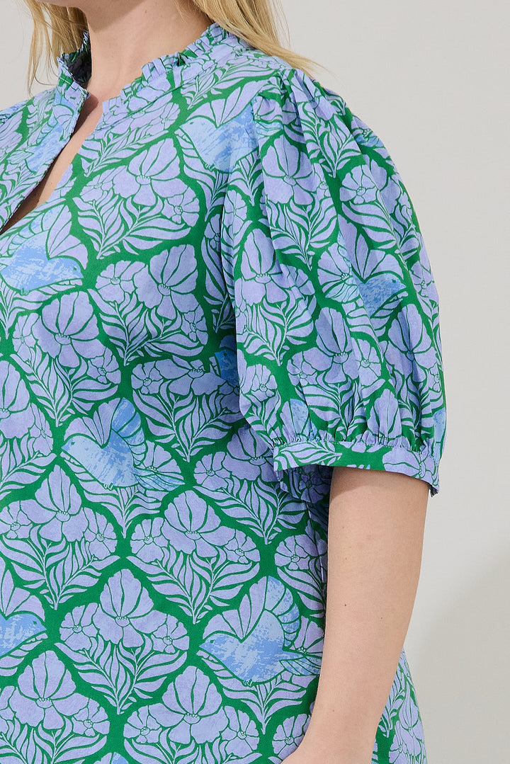 Terri Puff Sleeve Top Floral Curve