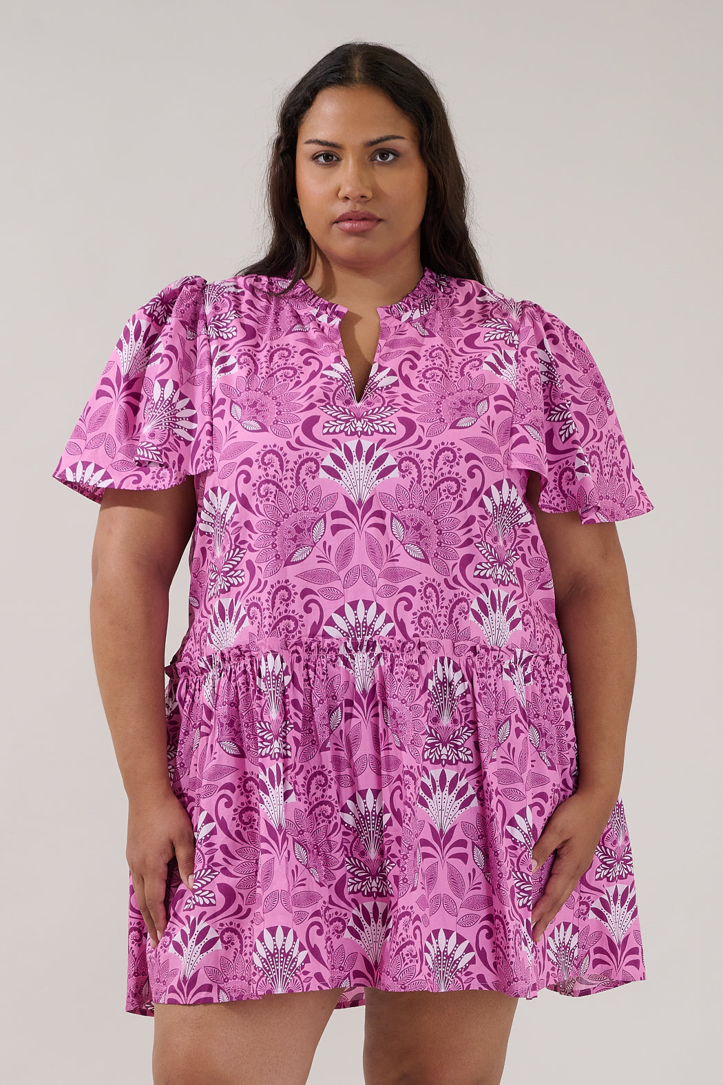 Rock A By Trapeze Mini Dress Floral Curve