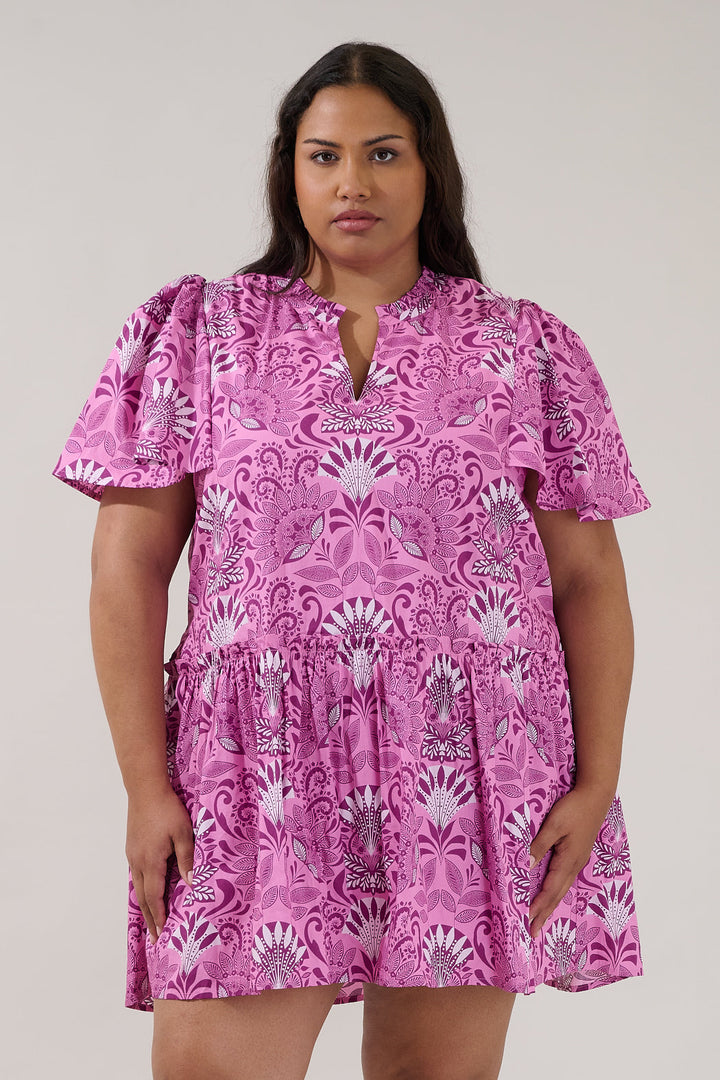Rock A By Trapeze Mini Dress Floral Curve