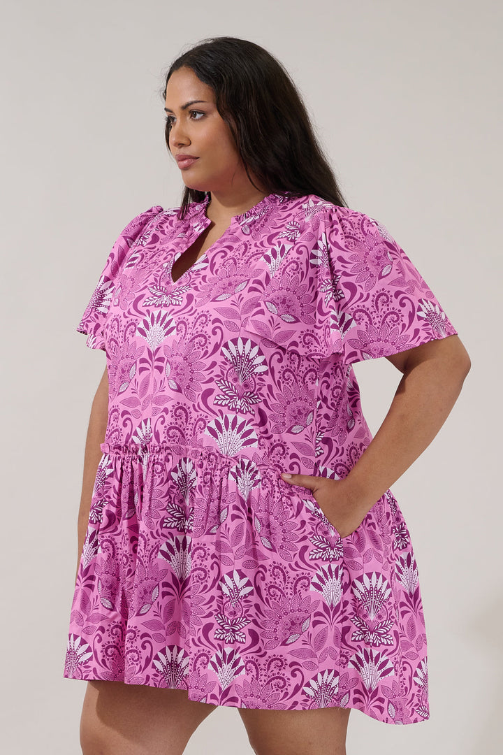 Rock A By Trapeze Mini Dress Floral Curve