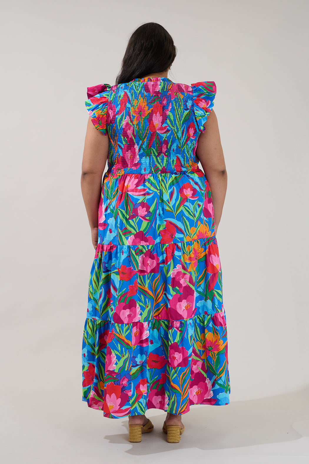 Sunfire Tiered Midi Dress Naima Floral Curve