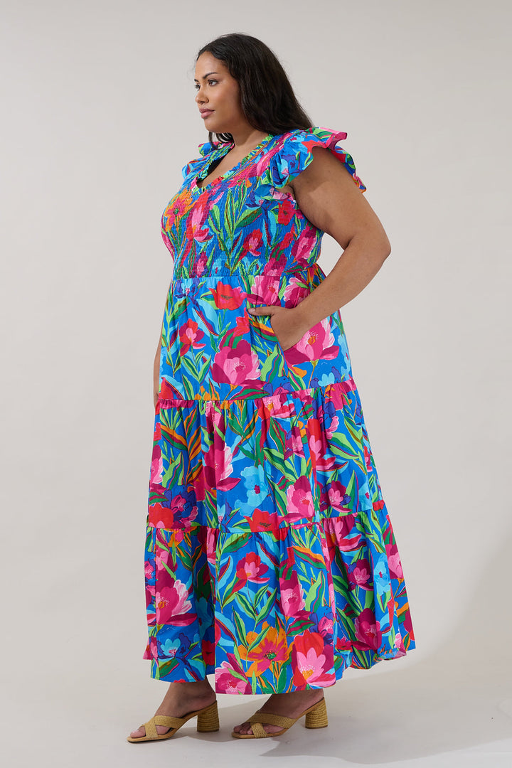 Sunfire Tiered Midi Dress Naima Floral Curve