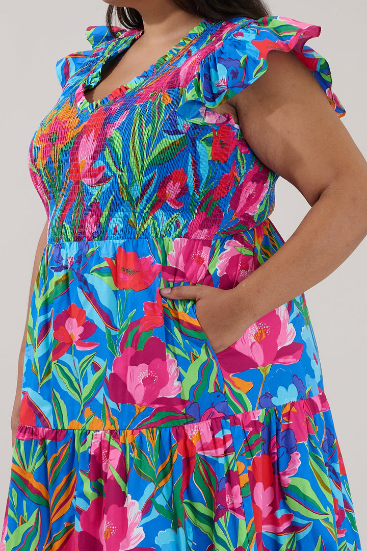 Sunfire Tiered Midi Dress Naima Floral Curve