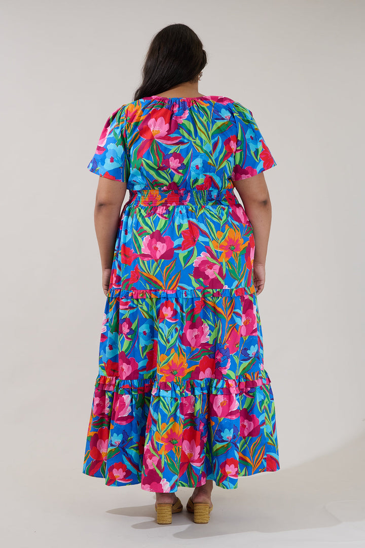 Palmer Poplin Tiered Maxi Dress Naima Floral Curve