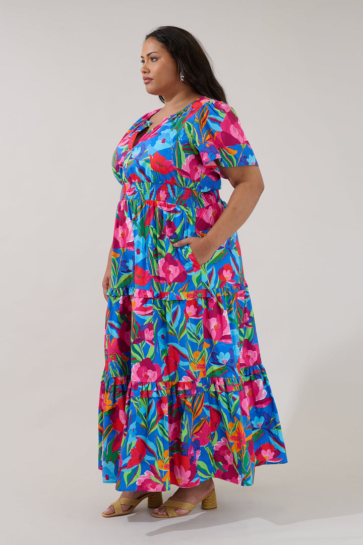 Palmer Poplin Tiered Maxi Dress Naima Floral Curve