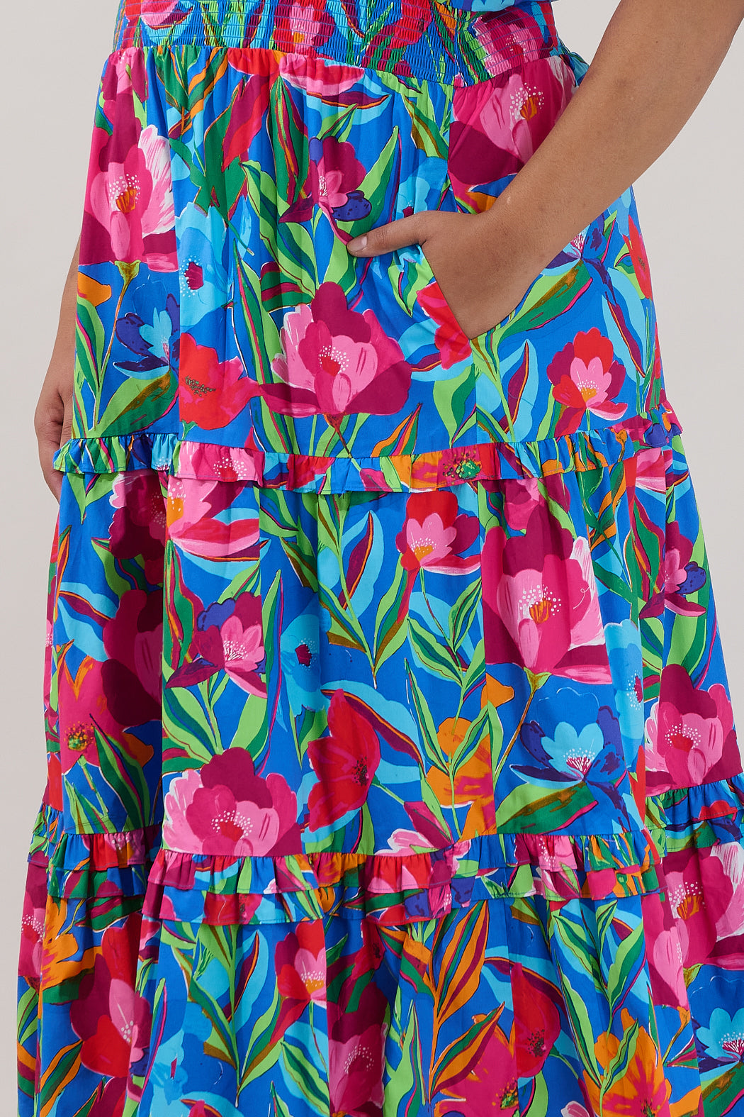 Palmer Poplin Tiered Maxi Dress Naima Floral Curve