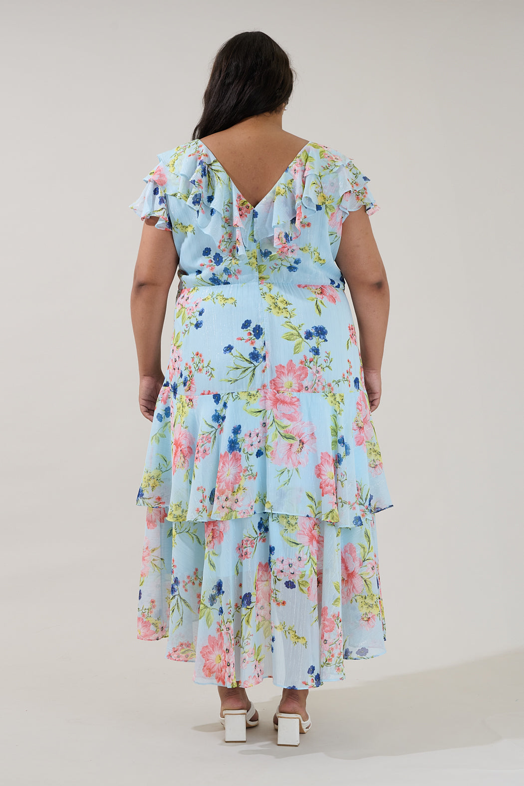 Sinclair Ruffle Tiered Midi Dress Missa Floral Curve