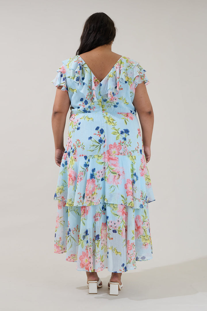 Sinclair Ruffle Tiered Midi Dress Missa Floral Curve