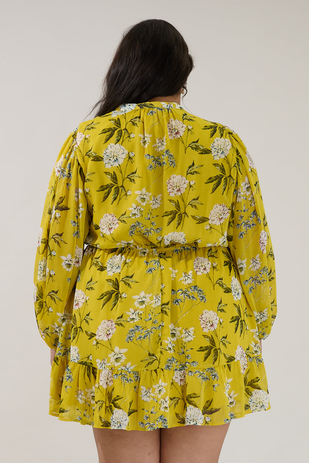 Paxton Balloon Sleeve Mini Dress Verisa Floral Curve