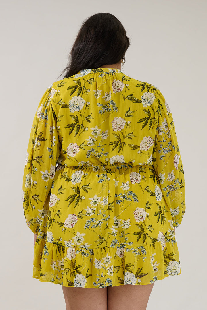 Paxton Balloon Sleeve Mini Dress Verisa Floral Curve