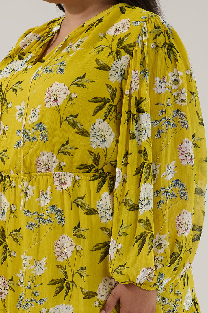 Paxton Balloon Sleeve Mini Dress Verisa Floral Curve