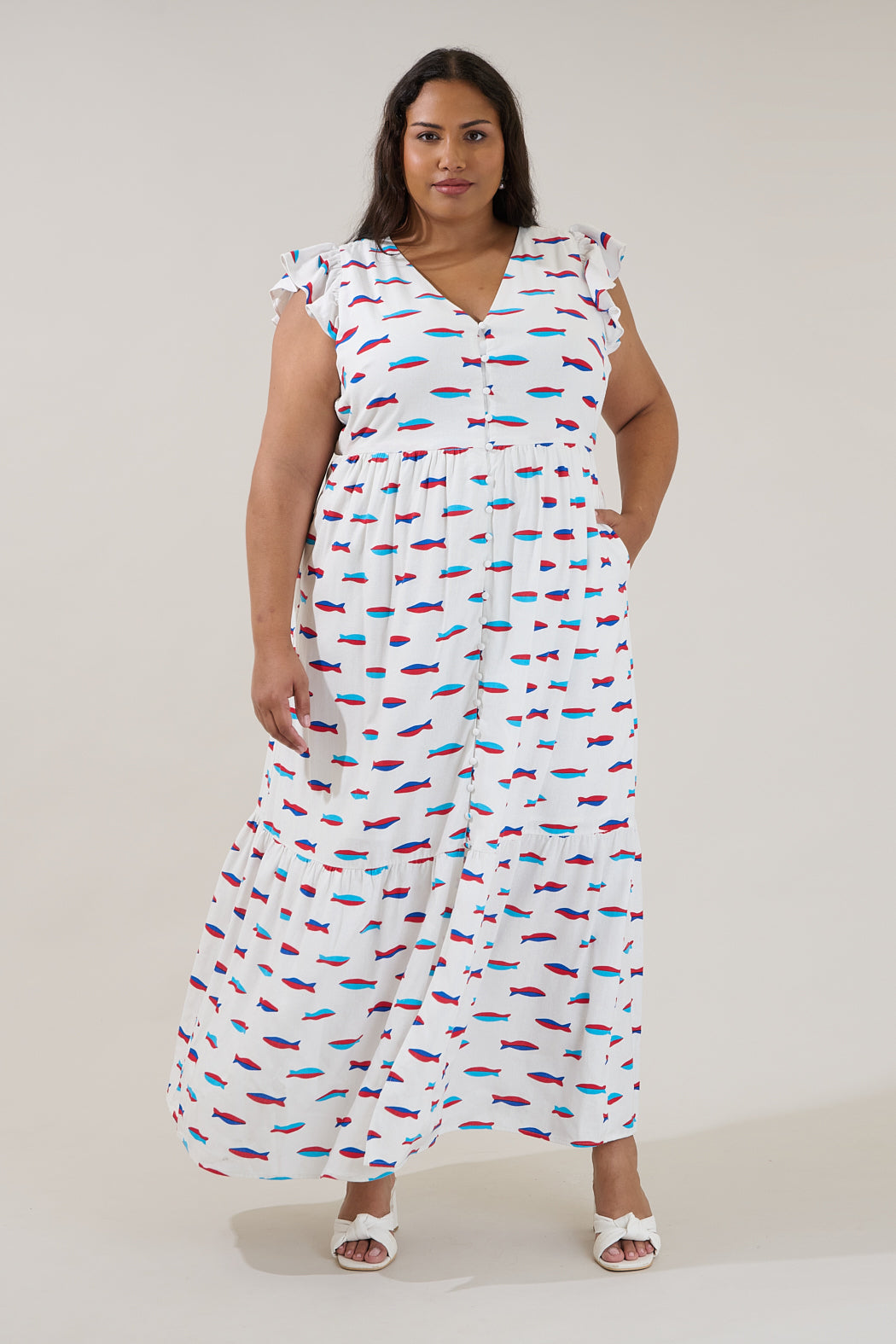 Evianna Flutter Maxi Dress Fresh Catch Curve
