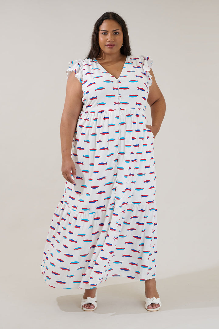 Evianna Flutter Maxi Dress Fresh Catch Curve