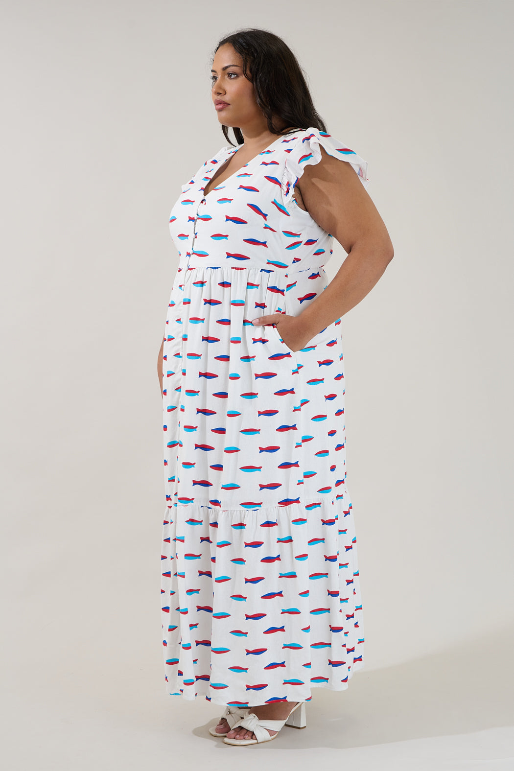 Evianna Flutter Maxi Dress Fresh Catch Curve