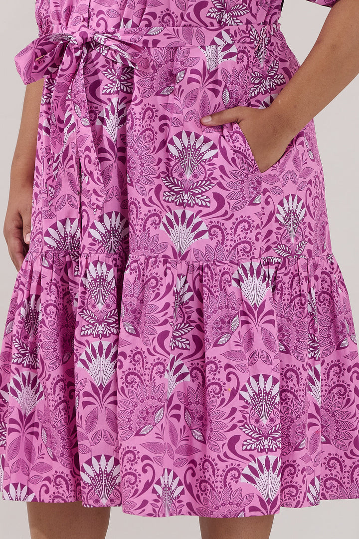 Wynette Tiered Midi Dress Floral Curve