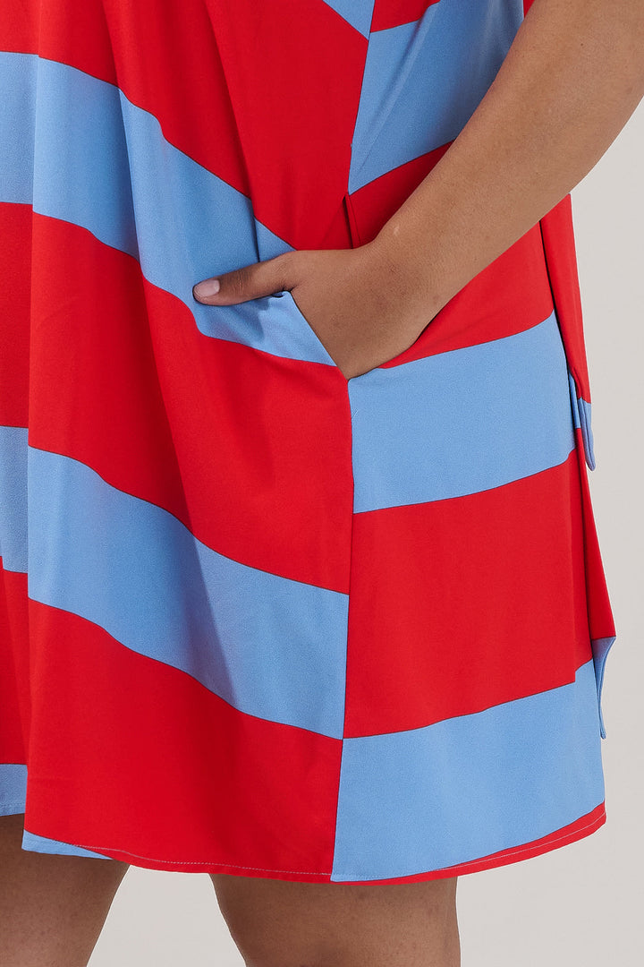 Benson Trapeze Mini Dress Stripe Curve