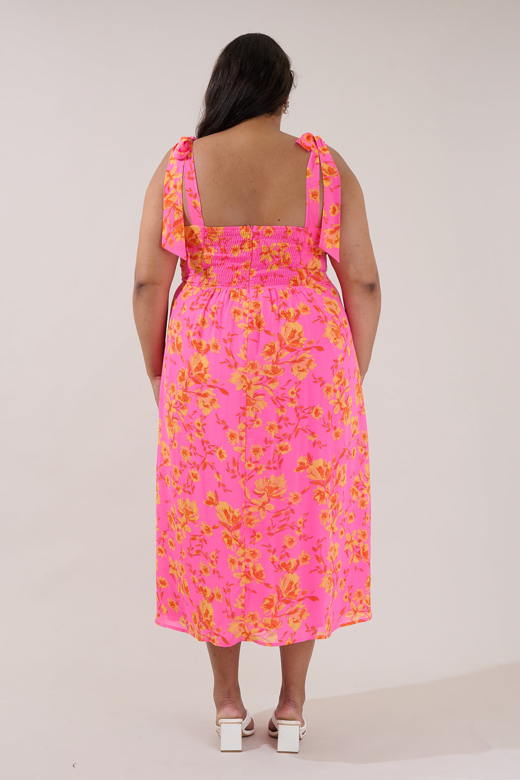Viejo Tie Strap Midi Dress Hot Rod Floral Curve