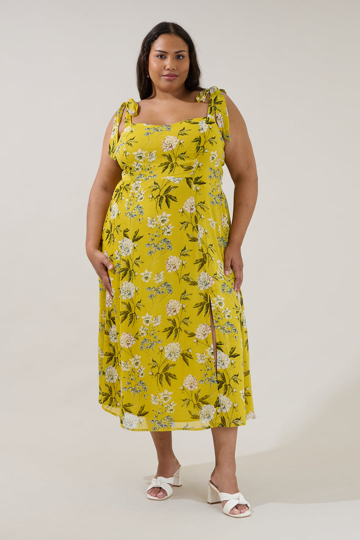 Viejo Tie Strap Midi Dress Verisa Floral Curve