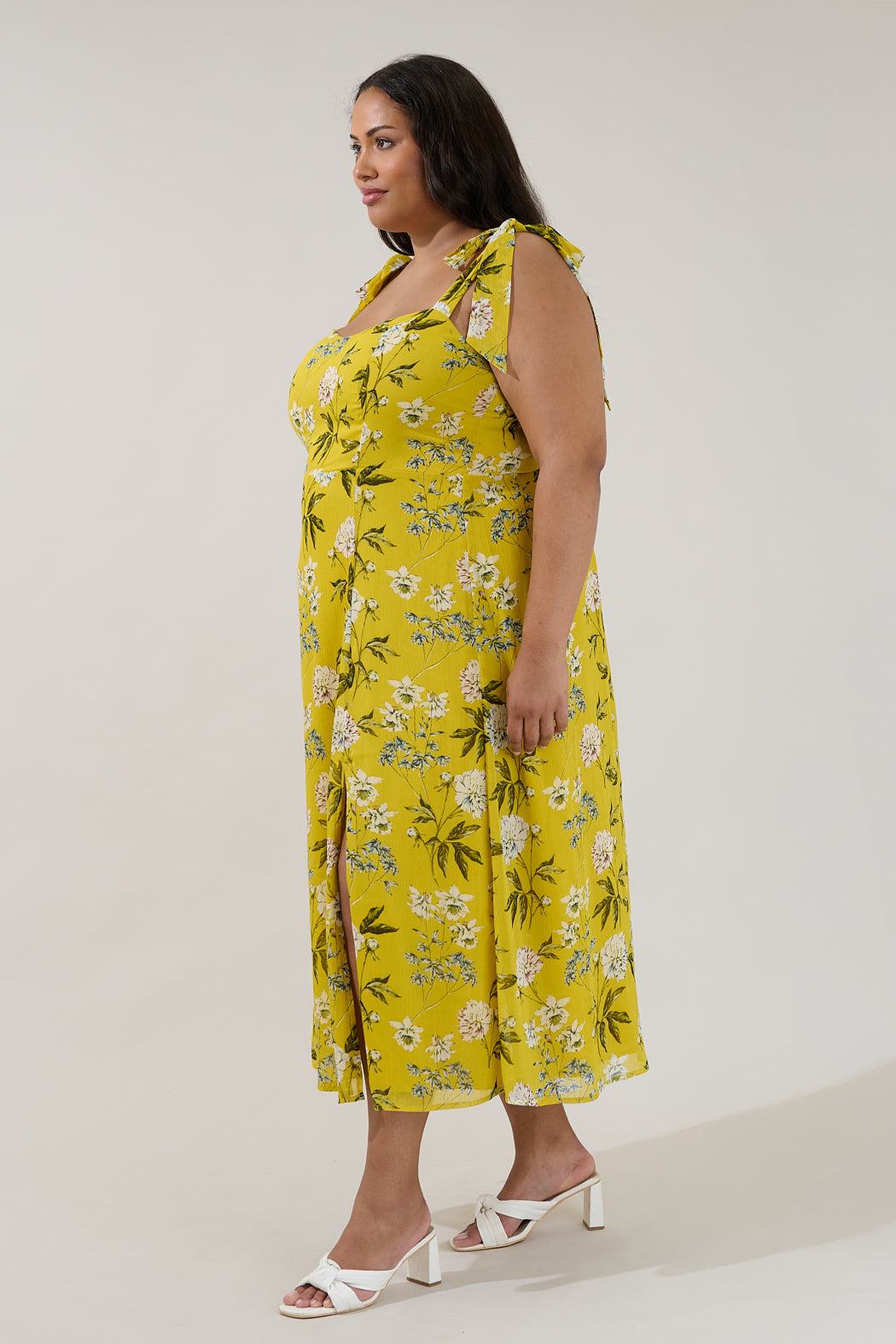 Viejo Tie Strap Midi Dress Verisa Floral Curve
