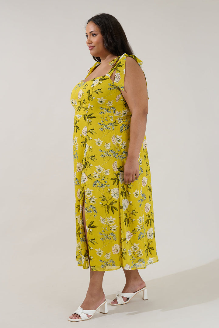 Viejo Tie Strap Midi Dress Verisa Floral Curve