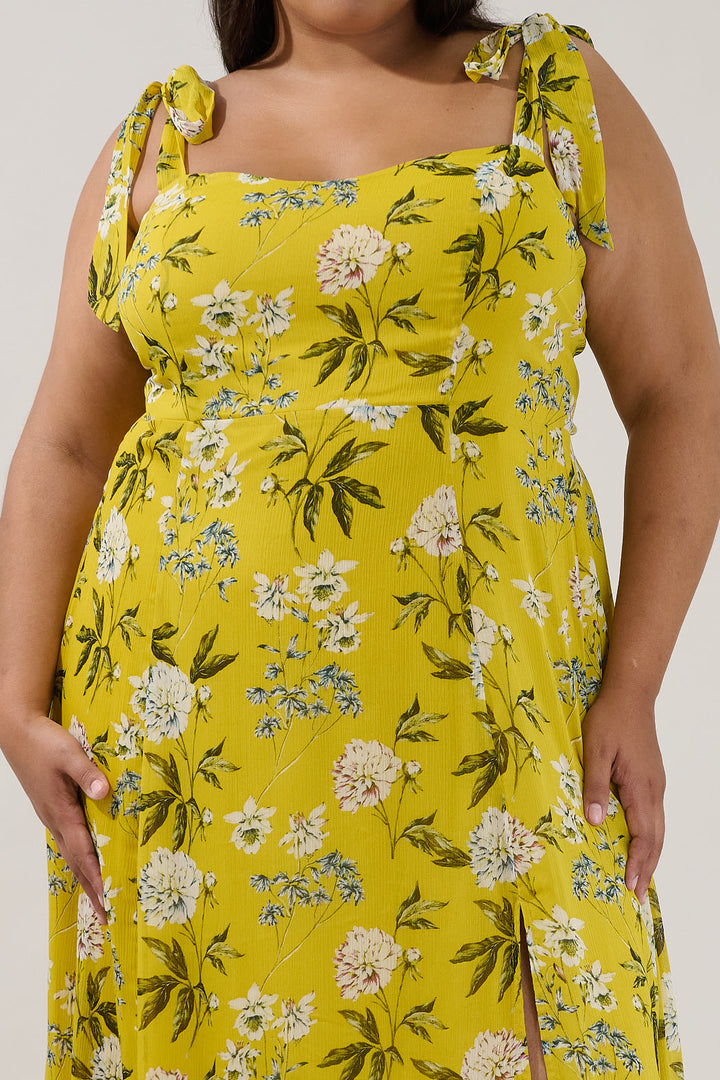 Viejo Tie Strap Midi Dress Verisa Floral Curve