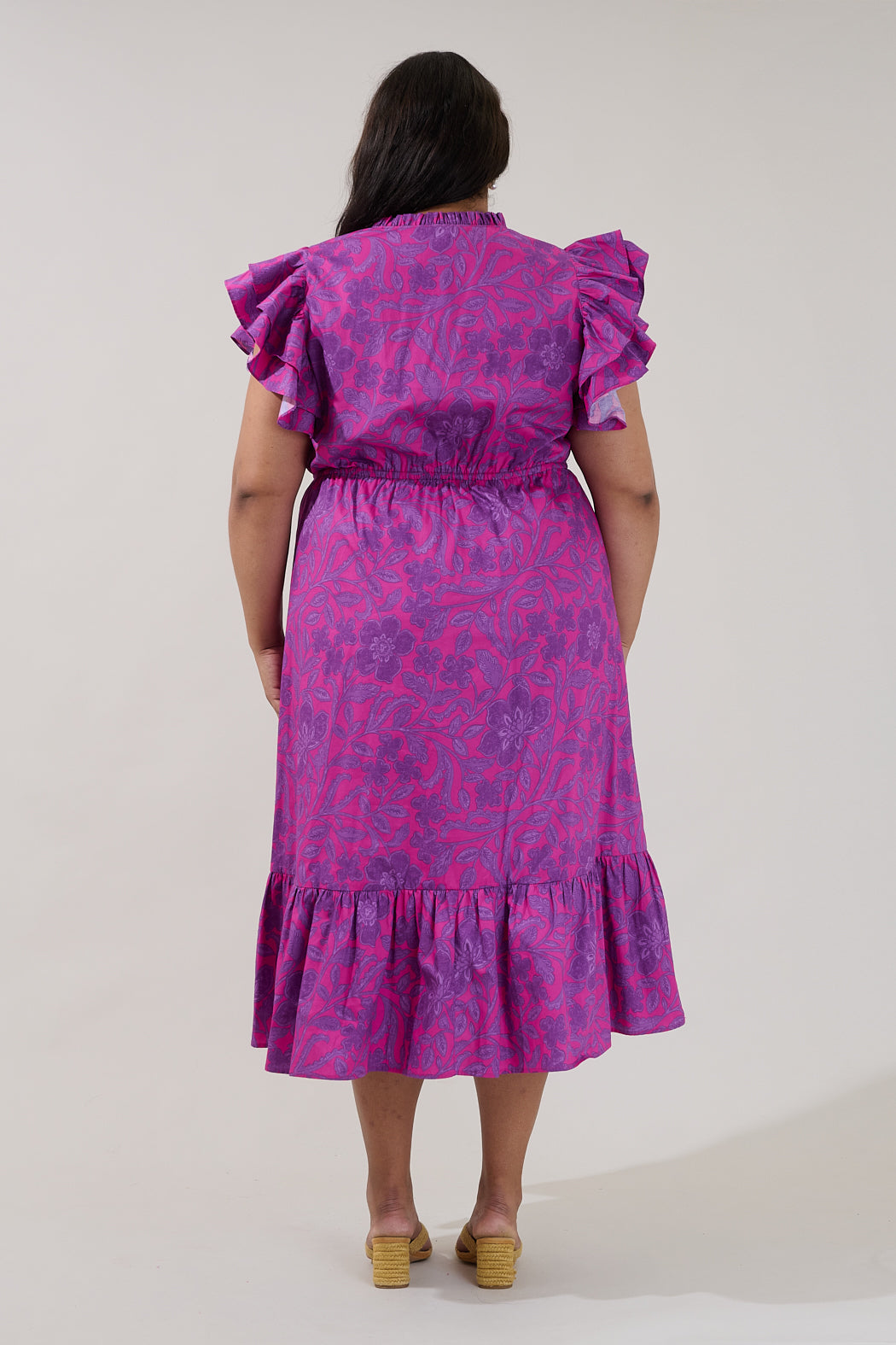 Dillan Midi Ruffle Dress Floral Curve