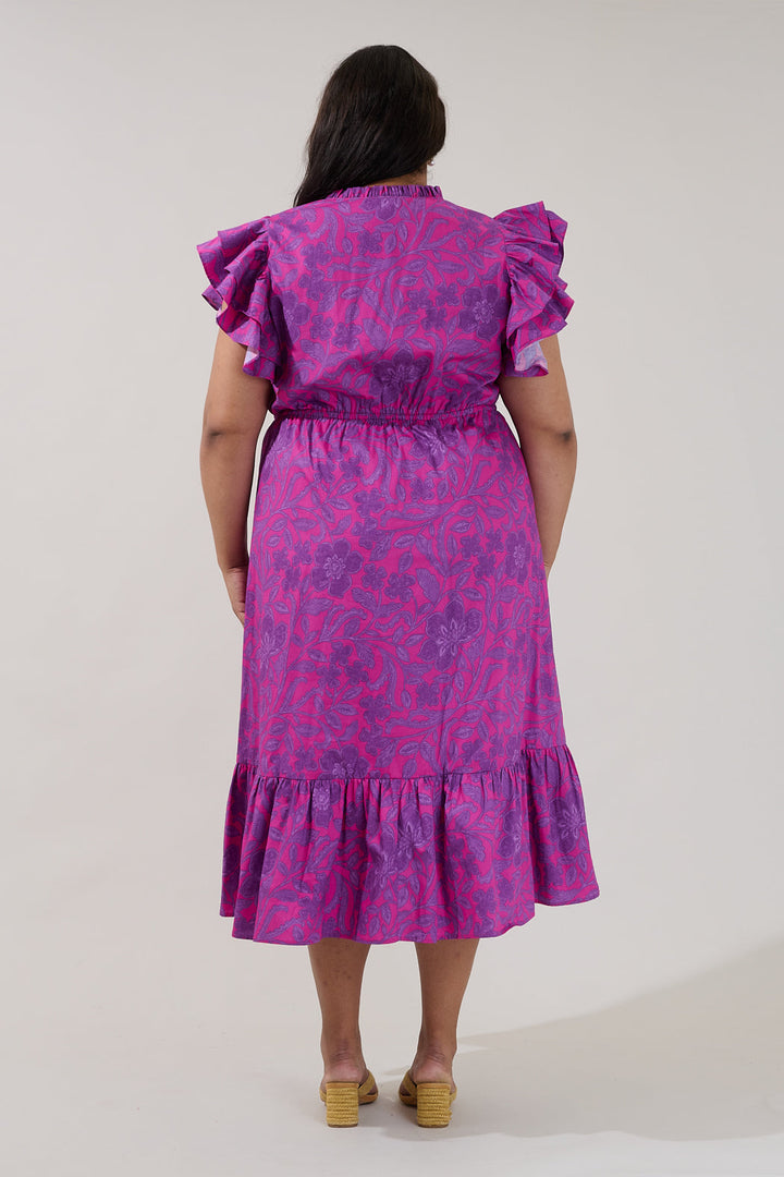 Dillan Midi Ruffle Dress Floral Curve