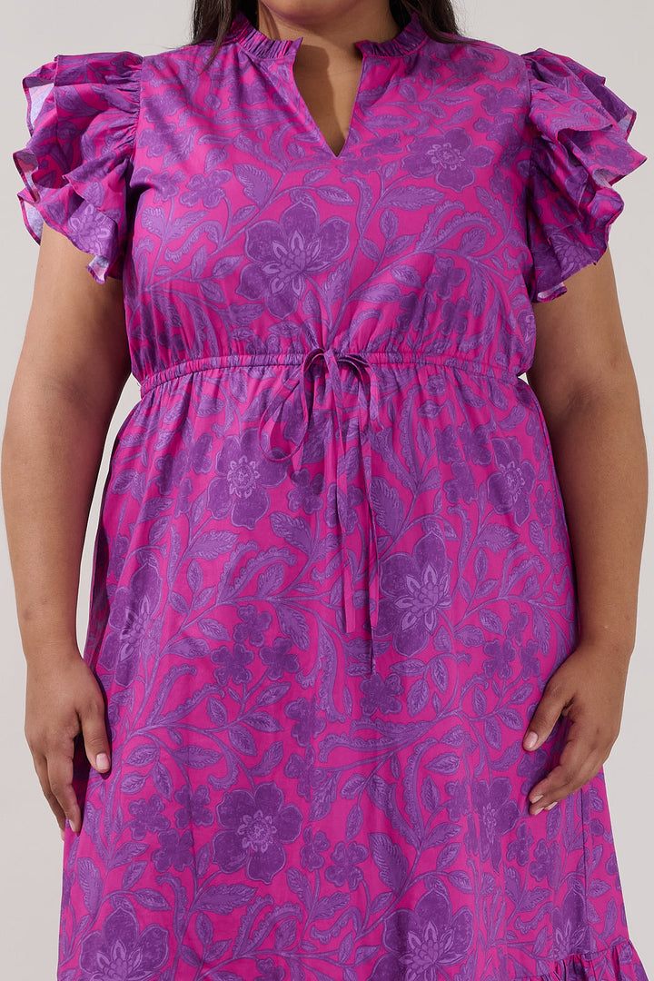 Dillan Midi Ruffle Dress Floral Curve