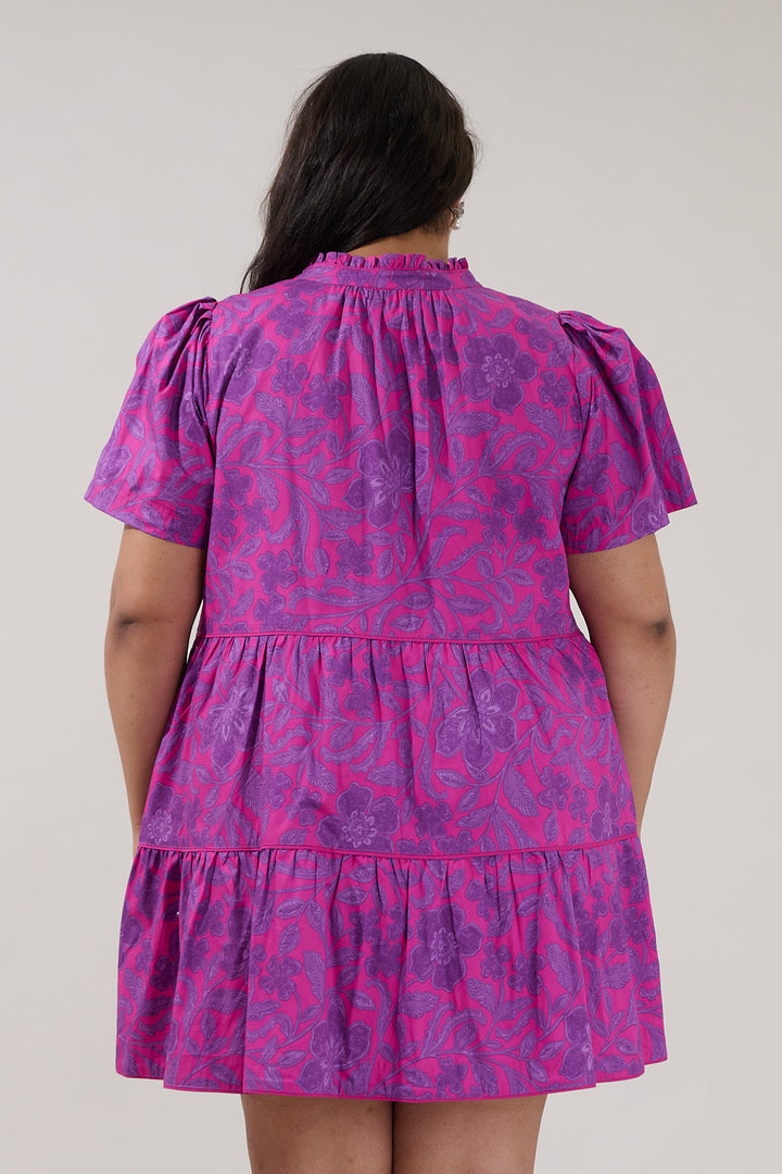 Candace Tiered Mini Dress Floral Curve