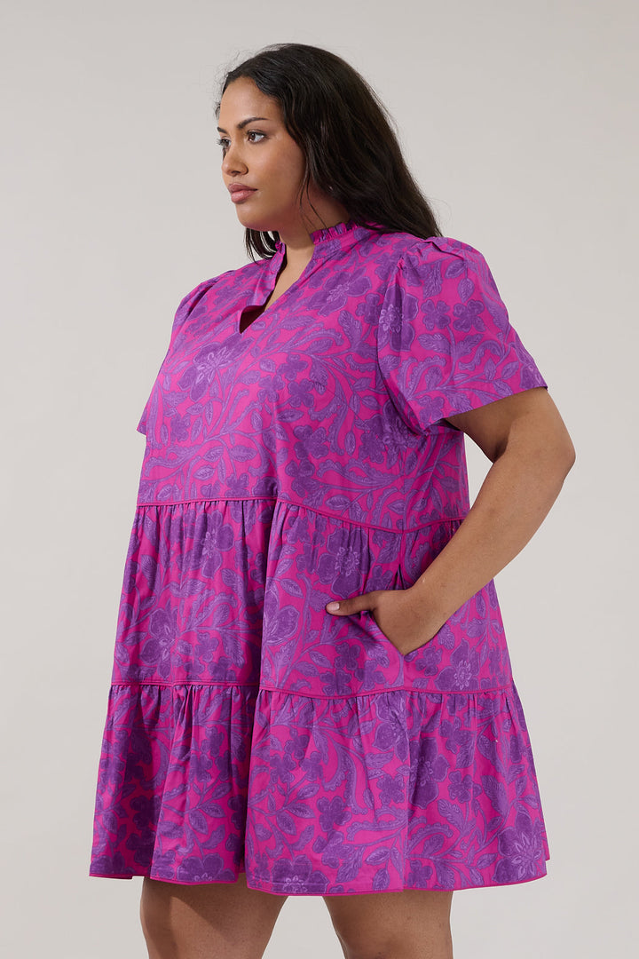 Candace Tiered Mini Dress Floral Curve